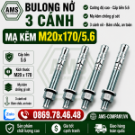 Bu Lông Nở 3 Cánh Mạ Kẽm M20x170/5.6