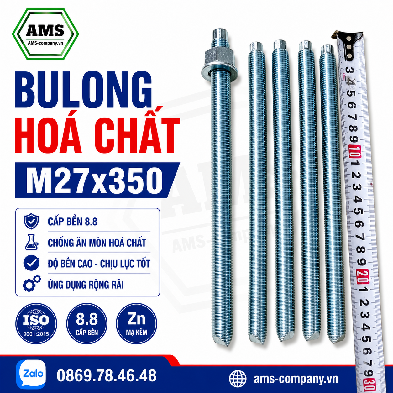 Bulong Hóa Chất M27x350 8.8