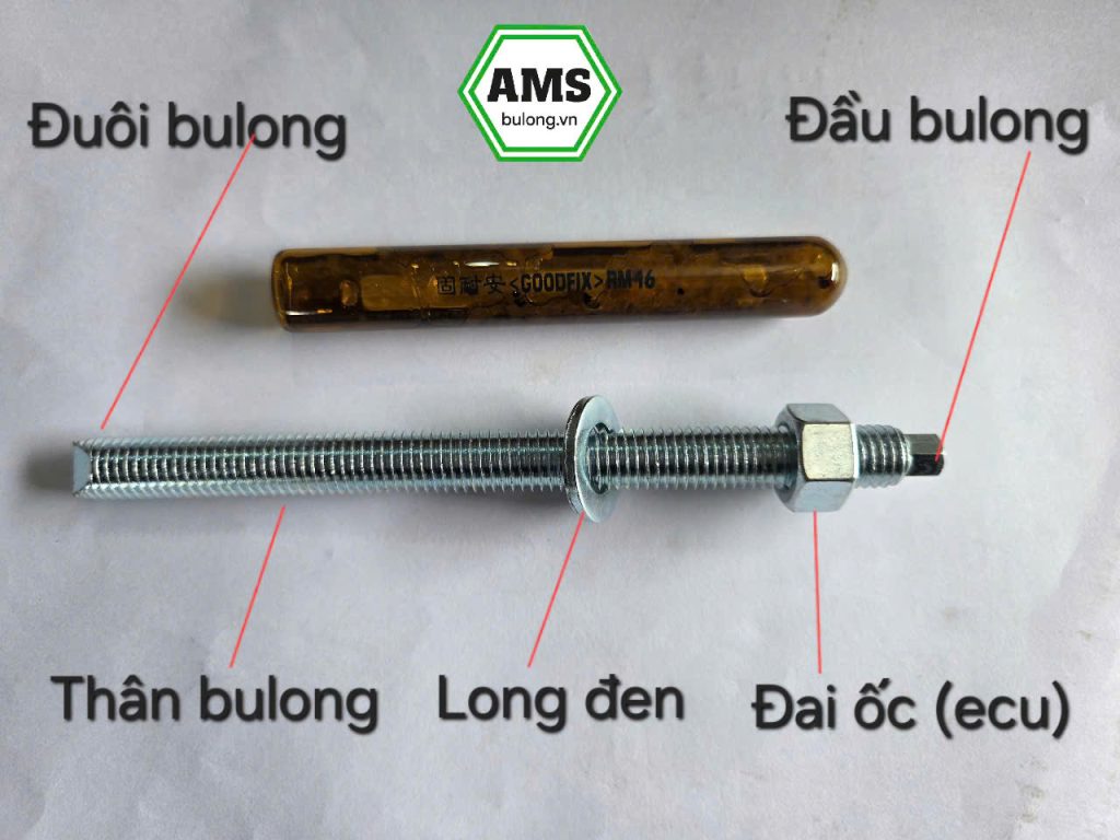 Cấu tạo của bulong hoá chất M16x190/8.8
