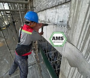 Hình ảnh khoan cấy bulong của công ty AMS