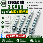 Bulong nở 3 cánh mạ kẽm M12x150/5.6