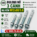 Bu Lông Nở 3 Cánh Mạ Kẽm M12x80/5.6