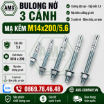 Bu Lông Nở 3 Cánh Mạ Kẽm M14x200/5.6