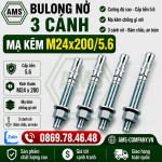 Bu Lông Nở 3 Cánh Mạ Kẽm M24x200/8.8