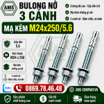 Bu Lông Nở 3 Cánh Mạ Kẽm M24x250/8.8