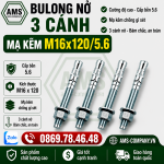 Bu Lông Nở 3 Cánh Mạ Kẽm M16x120/5.6