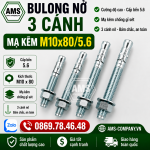 Bu Lông Nở 3 Cánh Mạ Kẽm M10x80/5.6