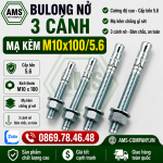 Bulong nở 3 cánh mạ kẽm M10x100/5.6