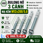 Bulong Nở 3 Cánh Mạ Kẽm M12x200/5.6