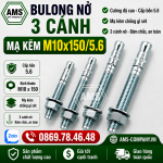 Bulong Nở 3 Cánh Mạ Kẽm M10x150/5.6