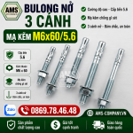 Bulong Nở 3 Cánh Mạ Kẽm M6x60/5.6