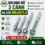 Bulong Nở 3 Cánh Mạ Kẽm M8x60/5.6