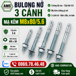 Bulong nở 3 cánh mạ kẽm M8x80/ 5.6