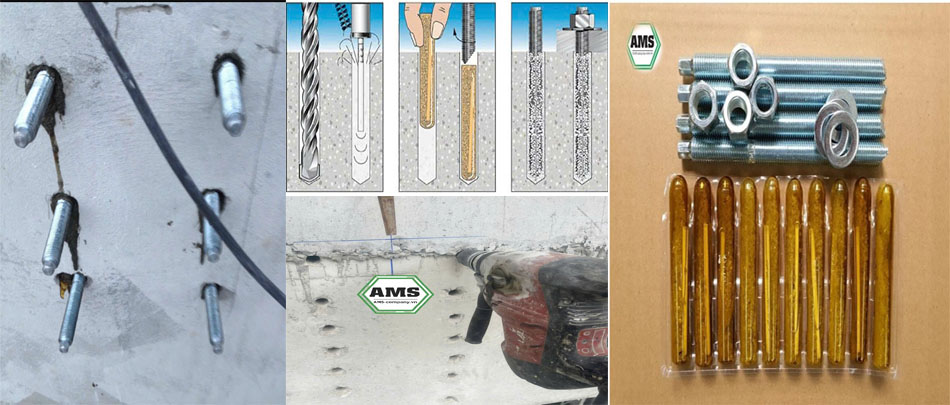 Ứng dụng thi công khoan cấy bulong bằng ma tít ống nhộng