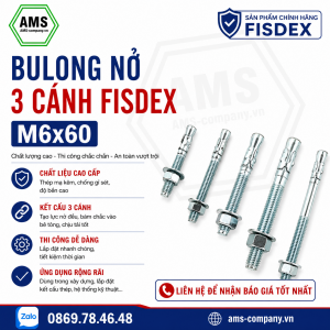 Bulong nở 3 cánh Fisdex M6x60