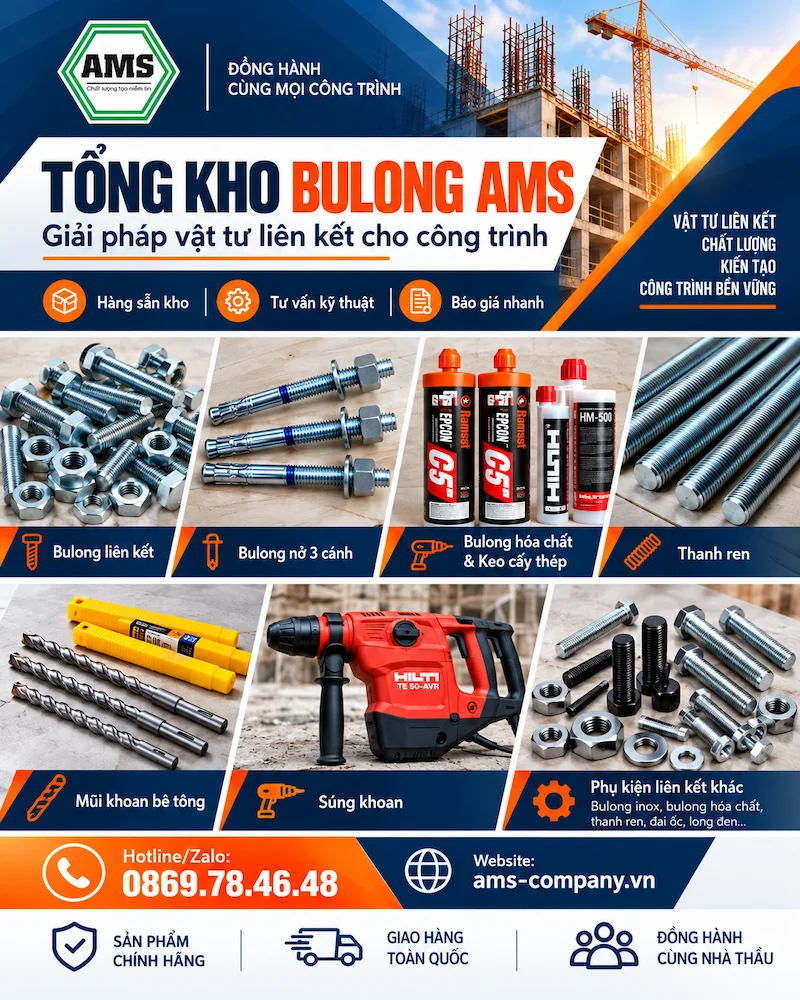 Các nhóm bulong và vật tư liên kết AMS phân phối